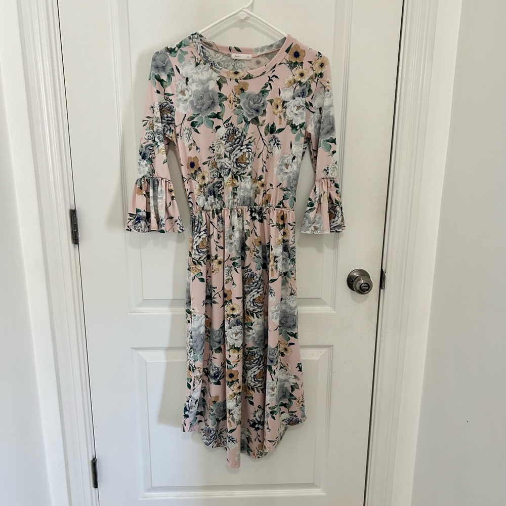 Floral Midi Dress with Ruffle Sleeves Easter dress